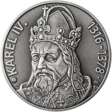 Náhled Averznej strany - Karel IV., král a císař - 700. výročí narození stříbro patina